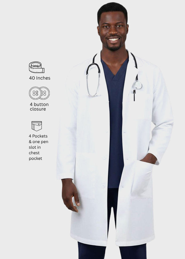 HeedFit 40 inches Inner Pocket Classic Unisex  Lab coat
