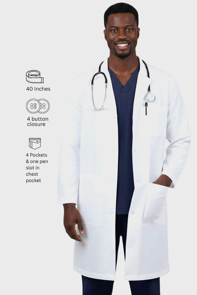 HeedFit 40 inches Inner Pocket Classic Unisex  Lab coat