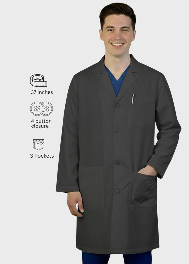 HeedFit 37 Inches Unisex Three Pocket Functional Lab Coat