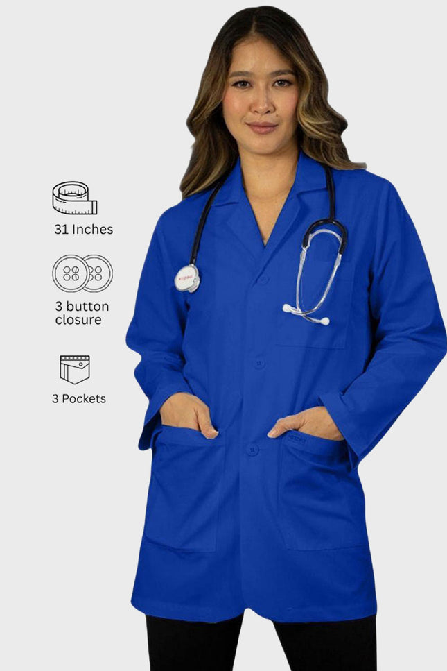 HeedFit 31 Inches Unisex Three Pocket Consultation Coat