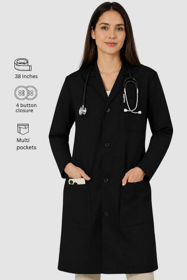 HeedFit 38 Inches Unisex Multi Pocket Premium Lab Coat