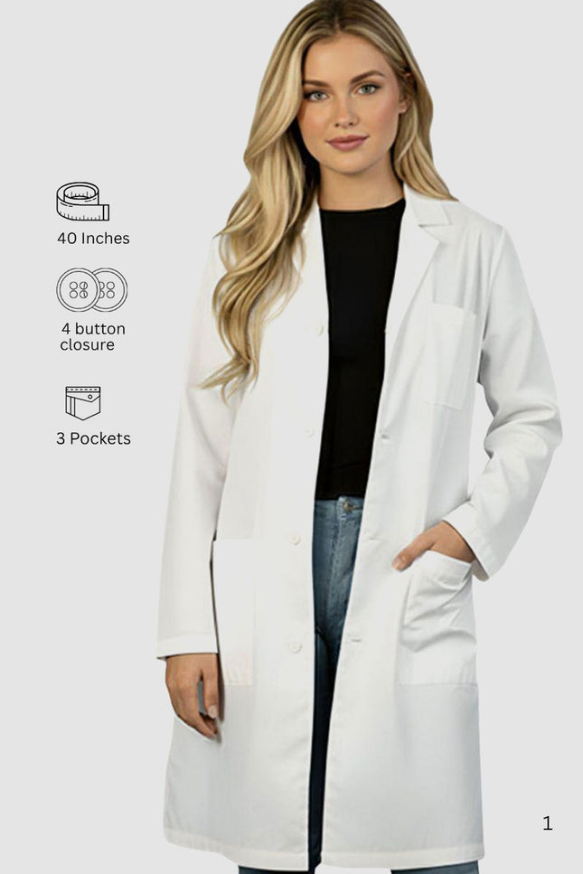 HeedFit 40 inches 3 Pocket Classic Unisex Lab Coat