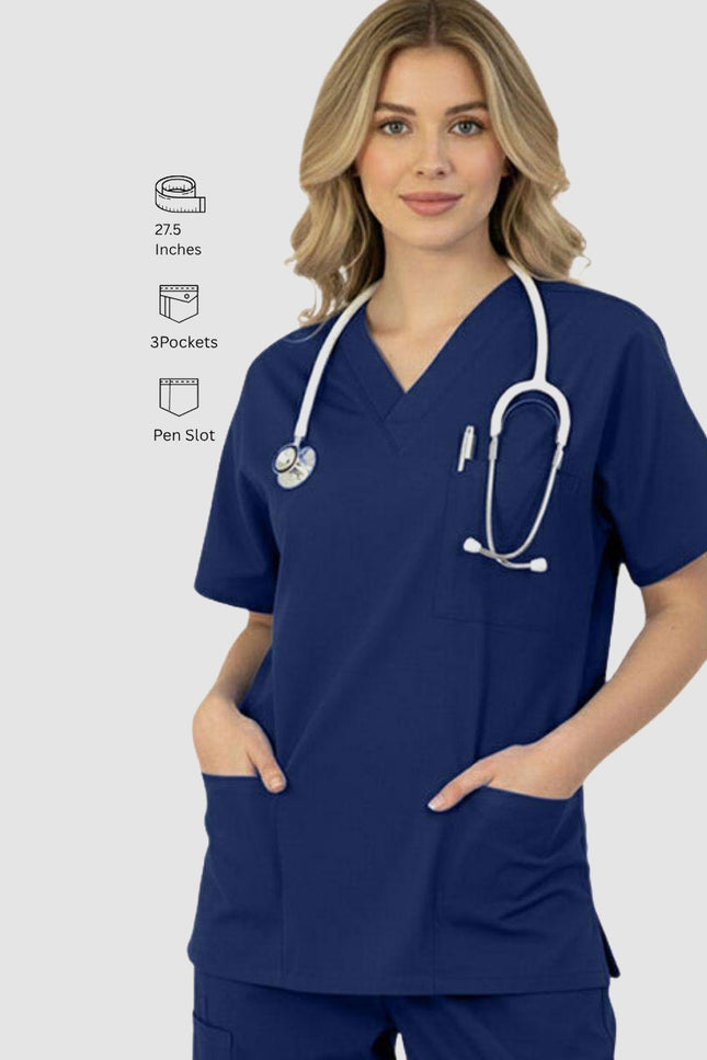 HeedFit Four Pockets Unisex V-neck Scrub Top