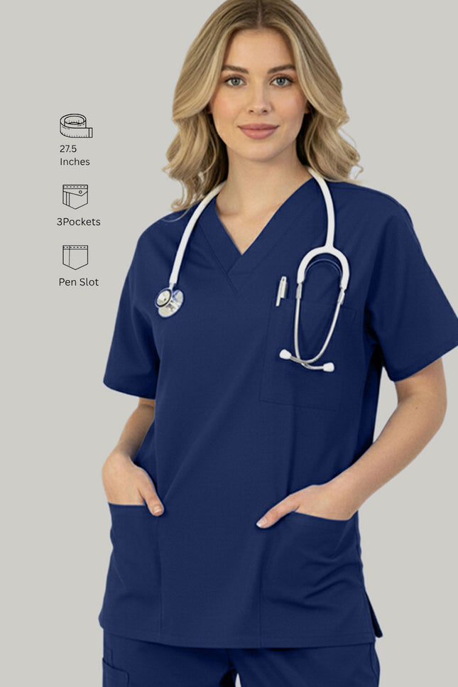 HeedFit Four Pockets Unisex V-neck Scrub Top