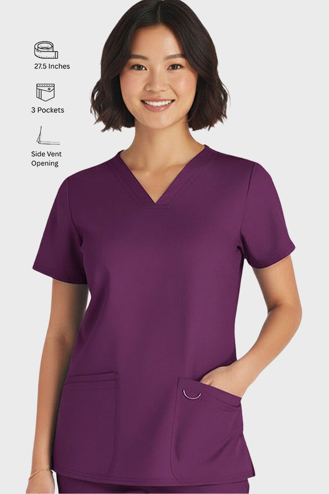 HeedFit Three Pockets Women's V-Neck Nursing Scrub Top
