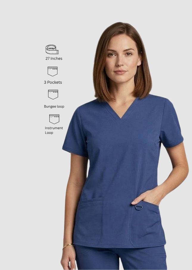 HeedFit 3- Pockets Women's V-Neck Performance Stretch Scrub Top