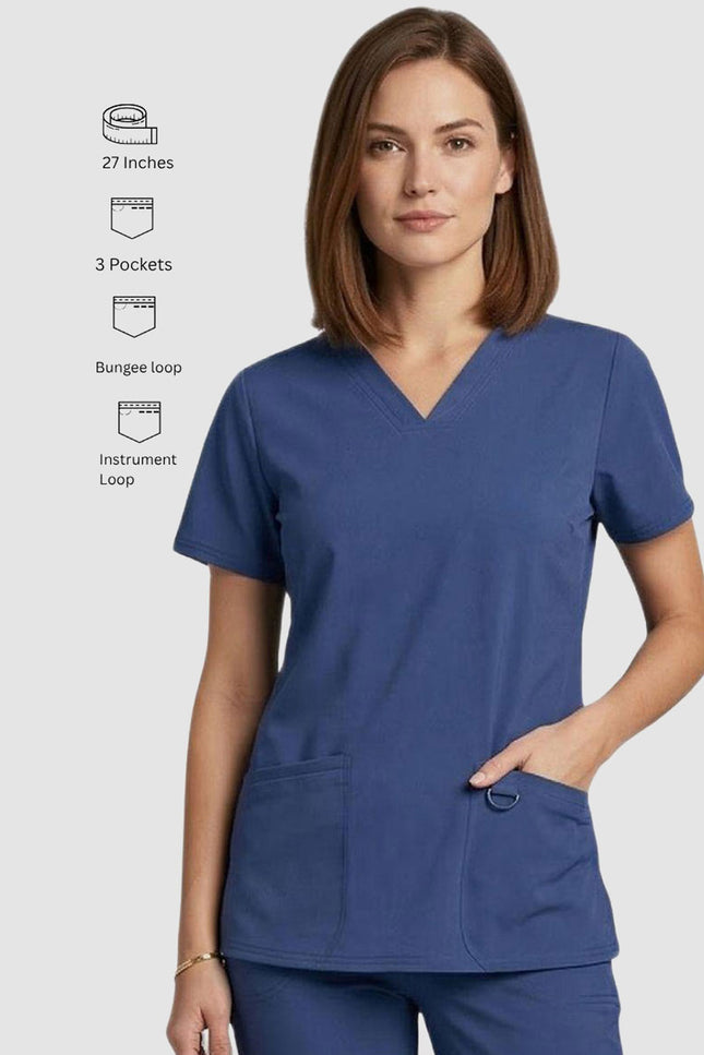 HeedFit 3- Pockets Women's V-Neck Performance Stretch Scrub Top
