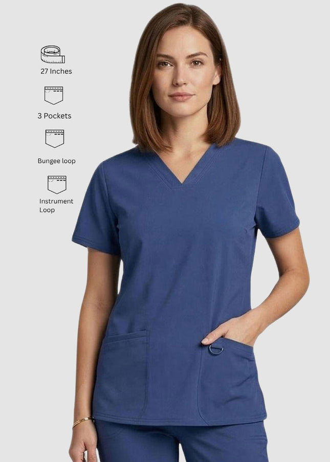 HeedFit 3- Pockets Women's V-Neck Performance Stretch Scrub Top