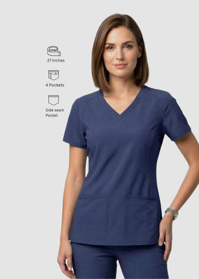 HeedFit Women's V-Neck Side Pocket Performance Stretch Scrub Top