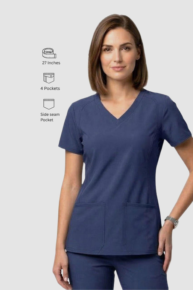 HeedFit Women's V-Neck Side Pocket Performance Stretch Scrub Top