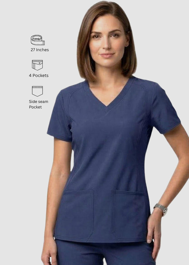 HeedFit Women's V-Neck Side Pocket Performance Stretch Scrub Top