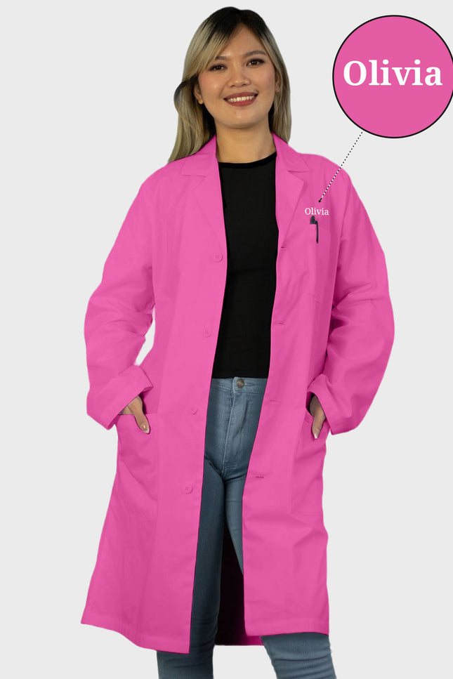 Free Embroidery 40 Inches Classic Unisex 3-Pocket Lab Coat