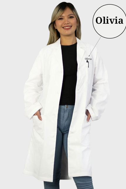 Free Embroidery 40 Inches Classic Unisex 3-Pocket Lab Coat
