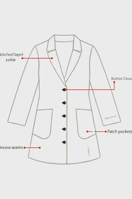 HeedFit 35 Inches Women's Two Pocket Fashion Lab Coat