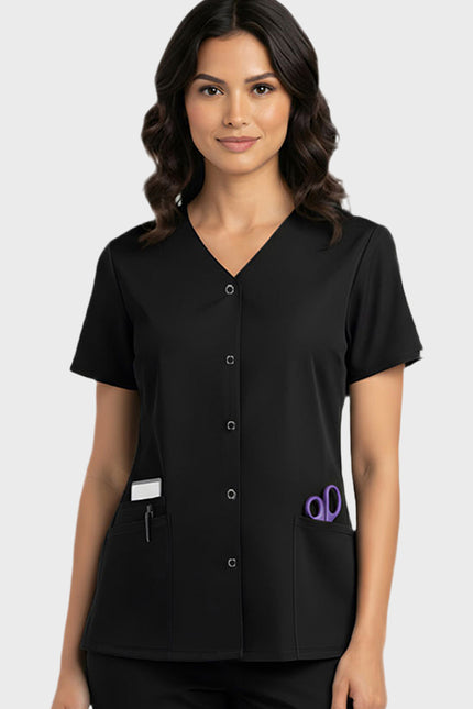 HeedFit  Snap Front Women's V-Neck Scrub Top