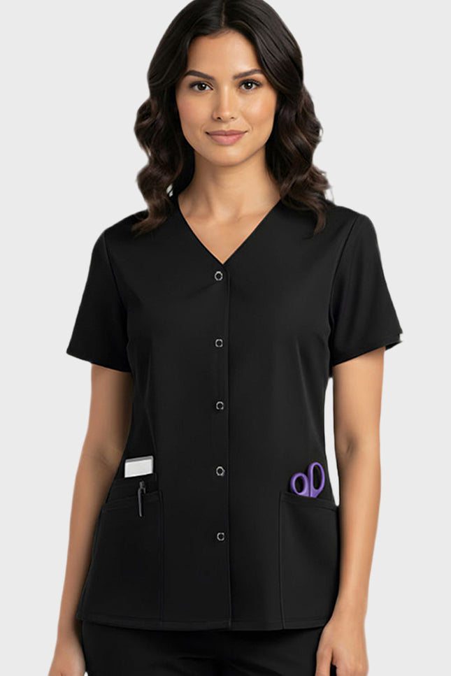 HeedFit Snap Front 3 Pocket Women's V-Neck Scrub Top