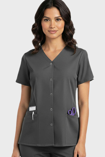 HeedFit  Snap Front Women's V-Neck Scrub Top