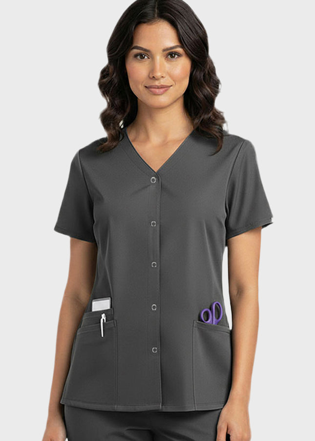 HeedFit  Snap Front Women's V-Neck Scrub Top