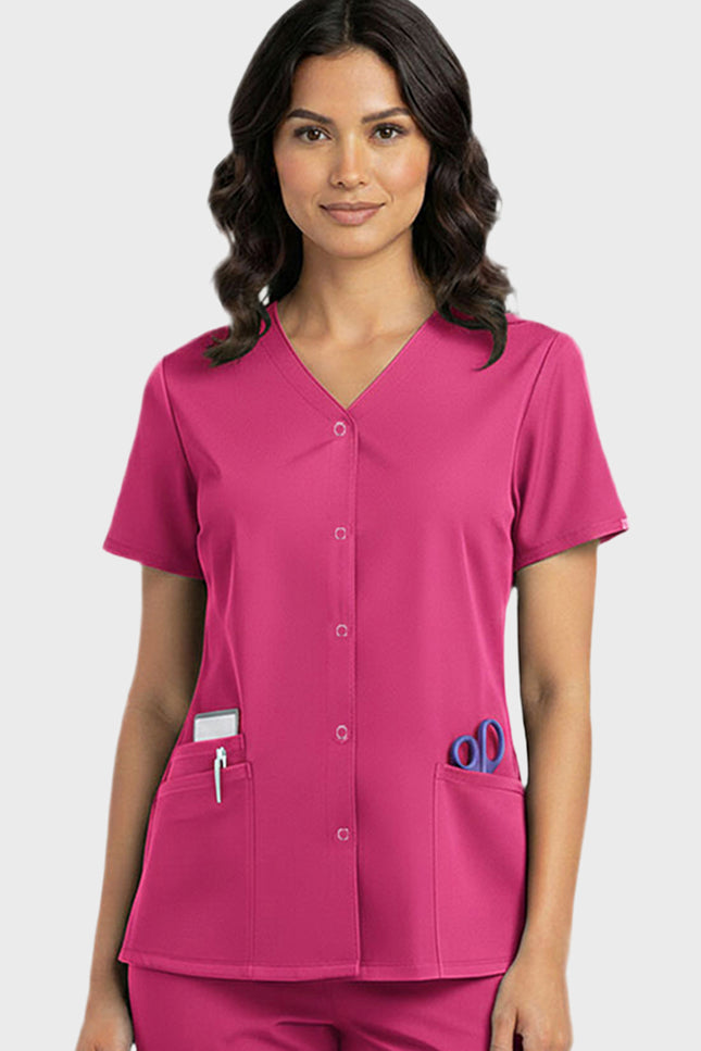 HeedFit Snap Front 3 Pocket Women's V-Neck Scrub Top