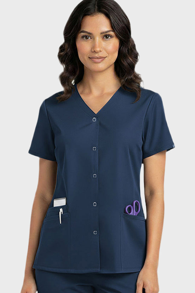HeedFit Snap Front 3 Pocket Women's V-Neck Scrub Top