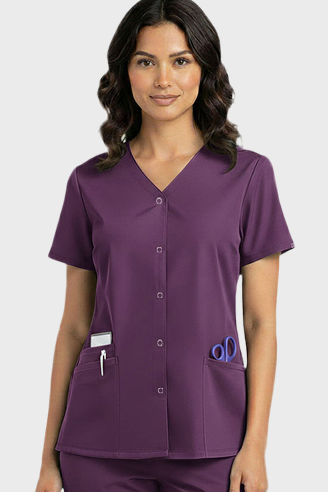 HeedFit Snap Front 3 Pocket Women's V-Neck Scrub Top