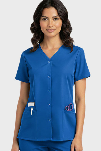 HeedFit  Snap Front Women's V-Neck Scrub Top