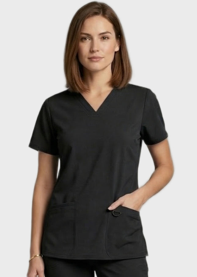 HeedFit Women's 3- Pockets V-Neck Performance Stretch Scrub Top