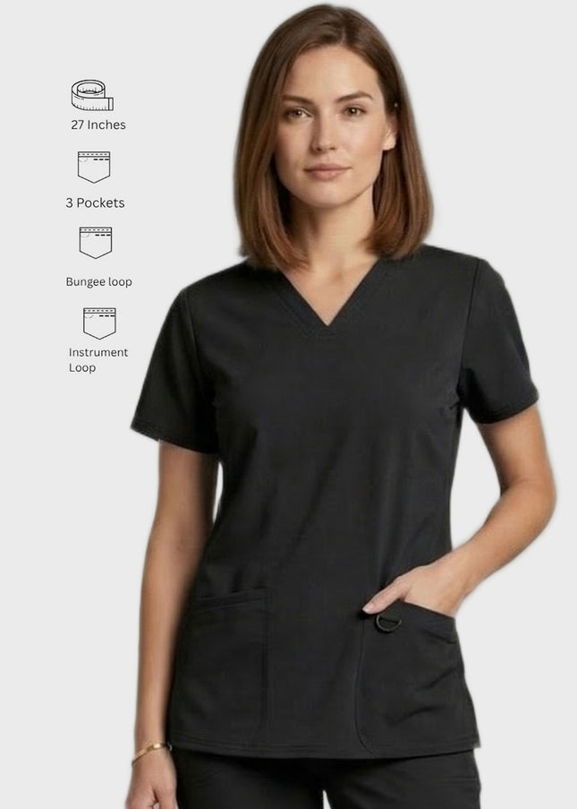 HeedFit Women's 3- Pockets V-Neck Performance Stretch Scrub Top