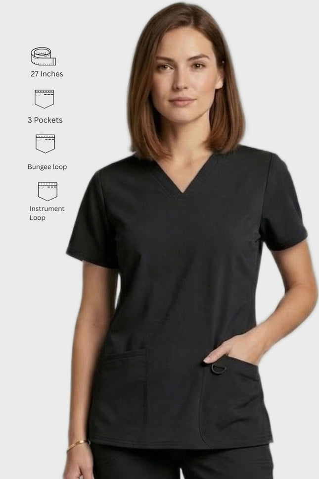 HeedFit Women's 3- Pockets V-Neck Performance Stretch Scrub Top
