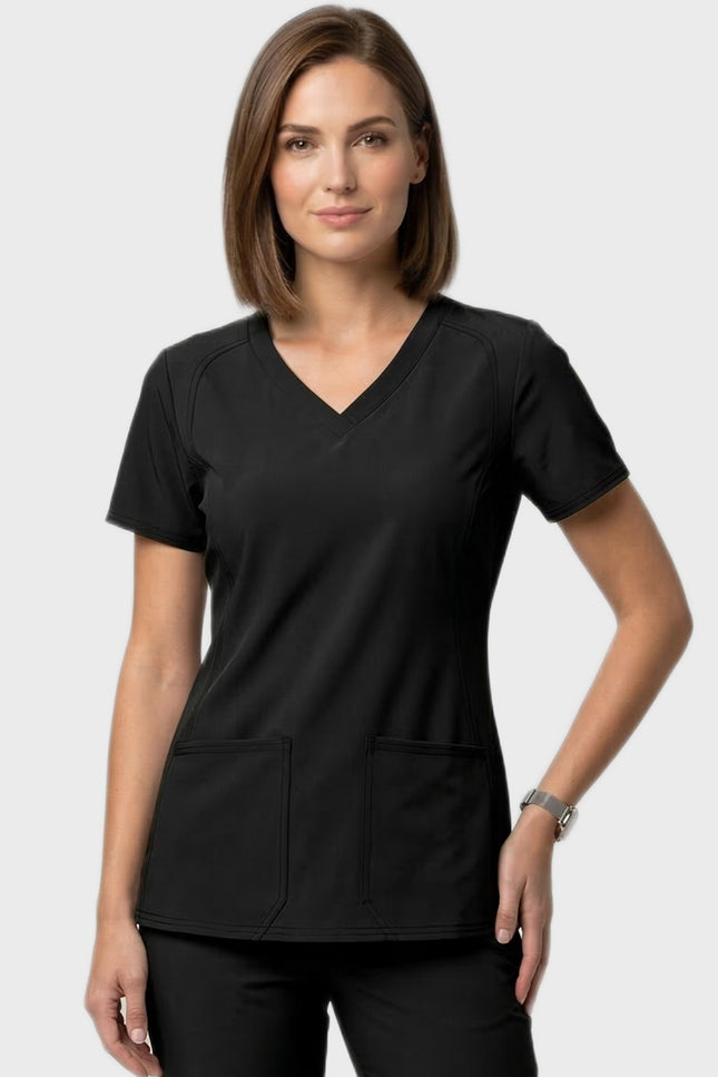 HeedFit Women's V-Neck Side Pocket Performance Stretch Scrub Top