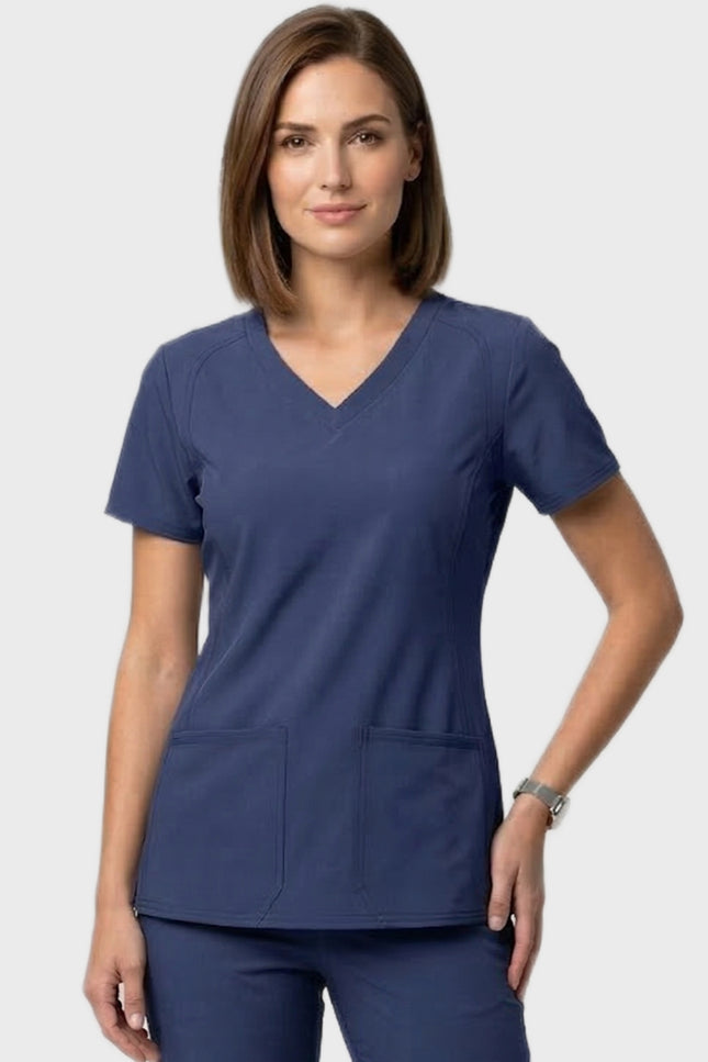 HeedFit Women's V-Neck Side Pocket Performance Stretch Scrub Top