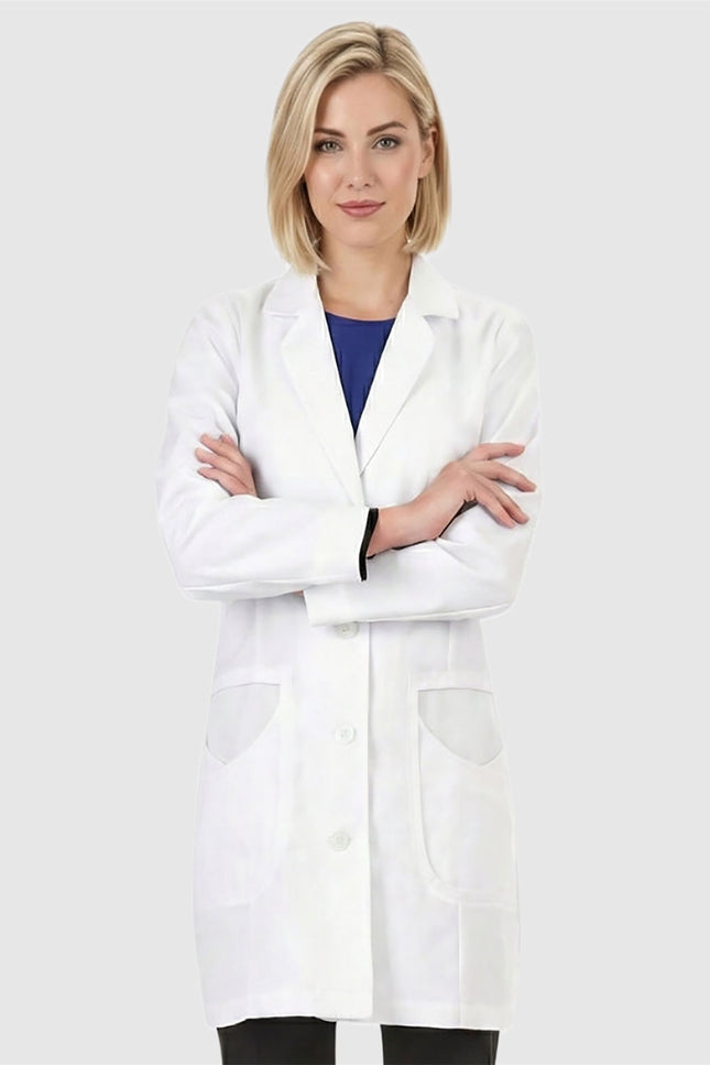 HeedFit Xclusive Women's 33 Inch High Collar Stretch Lab Coat