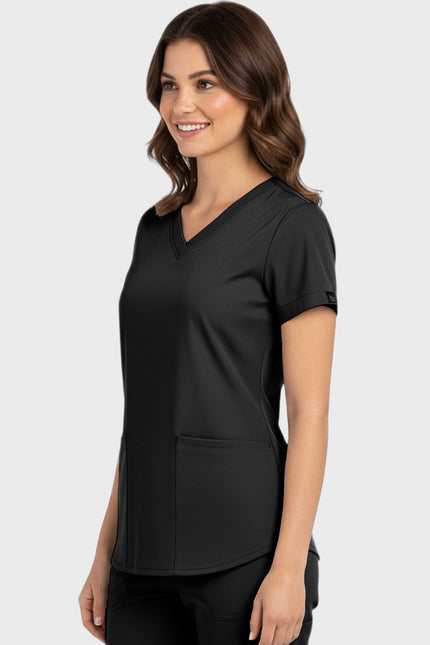 Panda Uniform Women's Shirttail Hem V-Neck Tunic Scrub Top