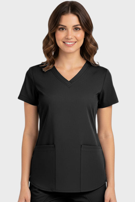 Panda Uniform Women's Shirttail Hem V-Neck Tunic Scrub Top