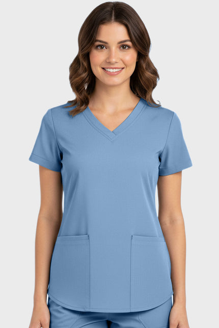 Panda Uniform Women's Shirttail Hem V-Neck Tunic Scrub Top