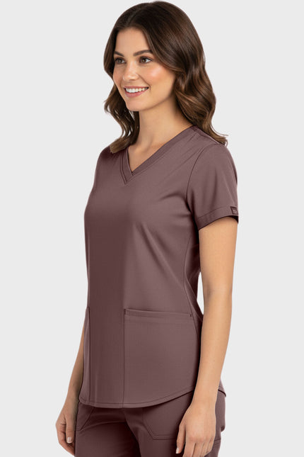 Panda Uniform Women's Shirttail Hem V-Neck Tunic Scrub Top