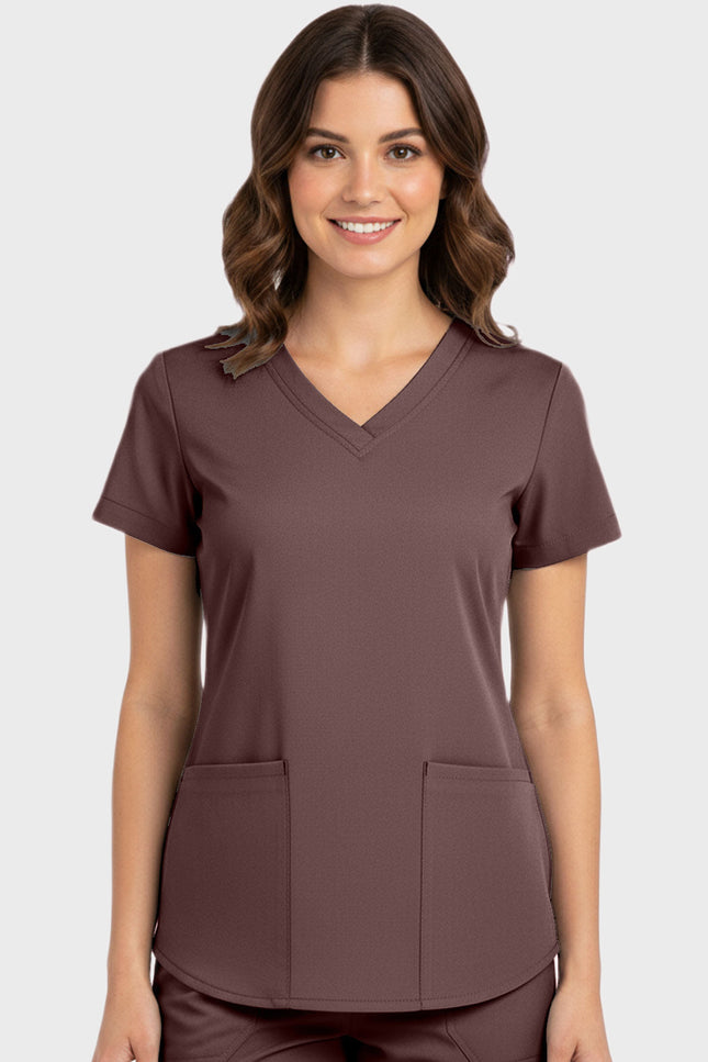 Panda Uniform Women's Shirttail Hem V-Neck Tunic Scrub Top - Made In USA