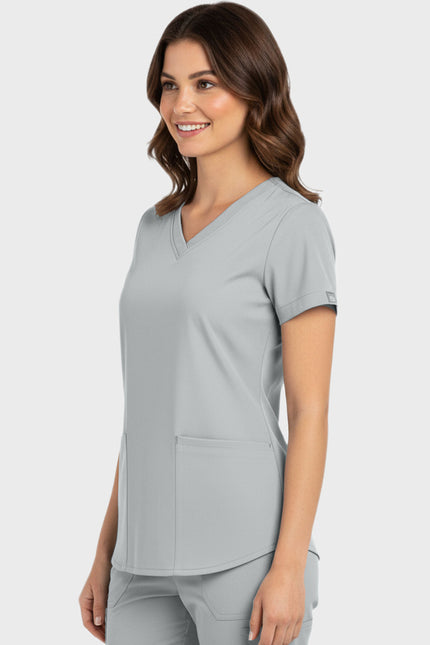 Panda Uniform Women's Shirttail Hem V-Neck Tunic Scrub Top