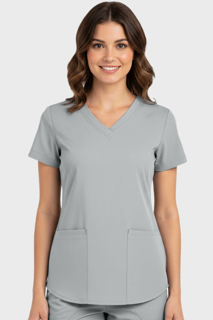 Panda Uniform Women's Shirttail Hem V-Neck Tunic Scrub Top