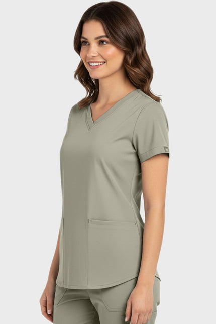 Panda Uniform Women's Shirttail Hem V-Neck Tunic Scrub Top