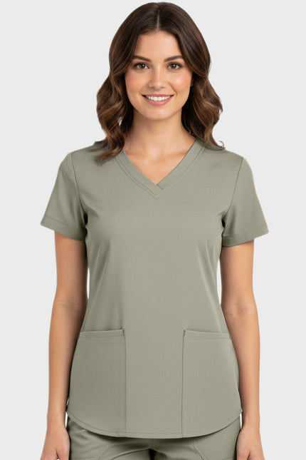 Panda Uniform Women's Shirttail Hem V-Neck Tunic Scrub Top