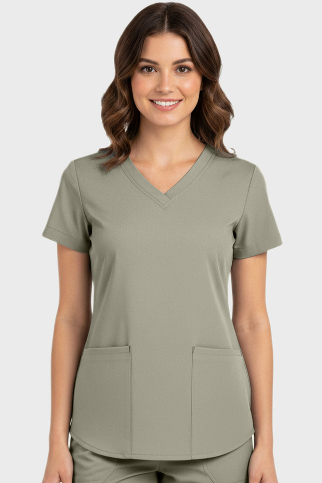 Panda Uniform Women's Shirttail Hem V-Neck Tunic Scrub Top - Made In USA