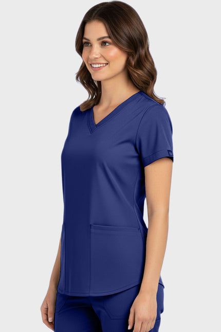 Panda Uniform Women's Shirttail Hem V-Neck Tunic Scrub Top