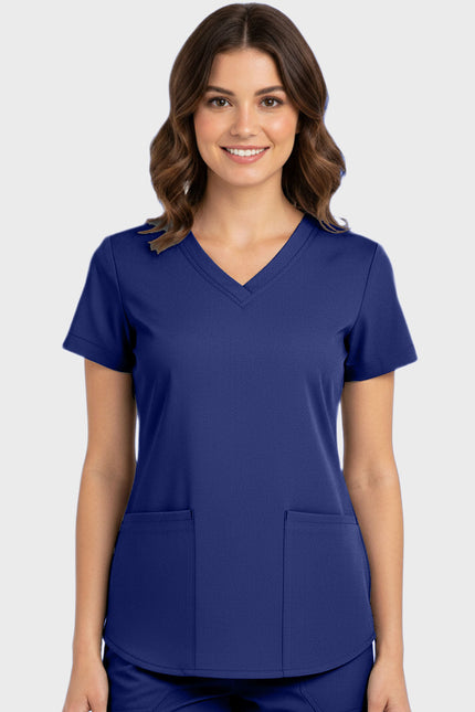 Panda Uniform Women's Shirttail Hem V-Neck Tunic Scrub Top