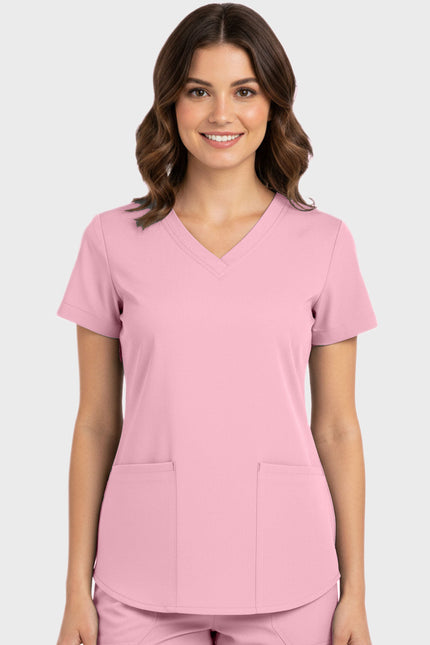 Panda Uniform Women's Shirttail Hem V-Neck Tunic Scrub Top