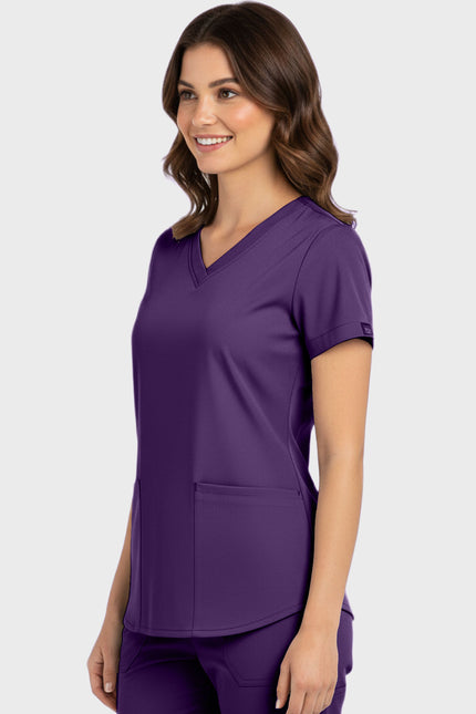 Panda Uniform Women's Shirttail Hem V-Neck Tunic Scrub Top