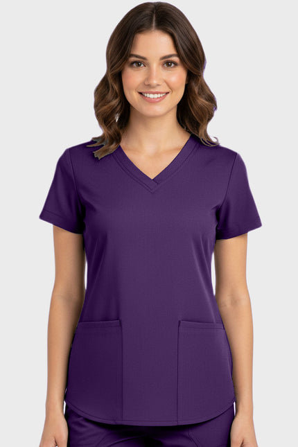 Panda Uniform Women's Shirttail Hem V-Neck Tunic Scrub Top