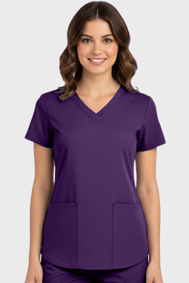Panda Uniform Women's Shirttail Hem V-Neck Tunic Scrub Top - Made In USA