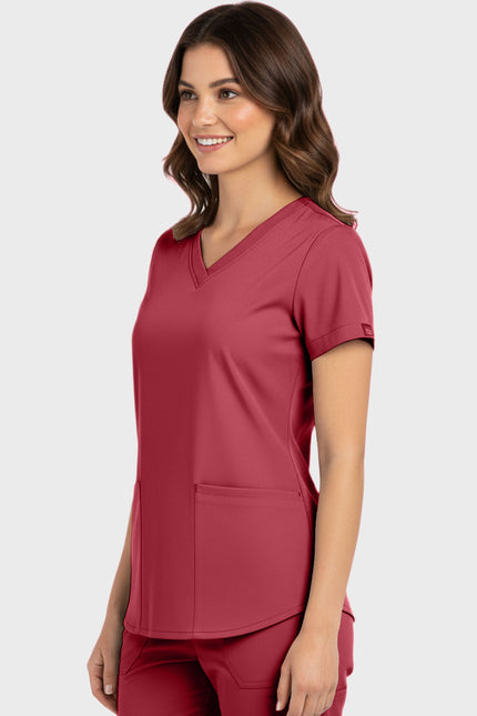 Panda Uniform Women's Shirttail Hem V-Neck Tunic Scrub Top