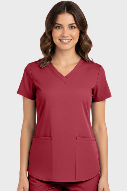 Panda Uniform Women's Shirttail Hem V-Neck Tunic Scrub Top